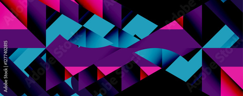 Abstract geometric composition with interlocking circular and angular shapes, featuring smooth gradients and sharp contrasts on a white background