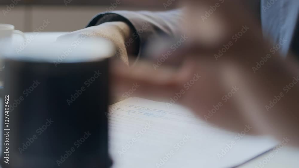 Closeup of hands of anonymous black male company director in formal suit jacket and wristwatch stamping contract with corporate seal while concluding business deal Closeup of hands of anonymous black male company director in formal suit jacket and wristwatch stamping contract with corporate seal while concluding business deal
