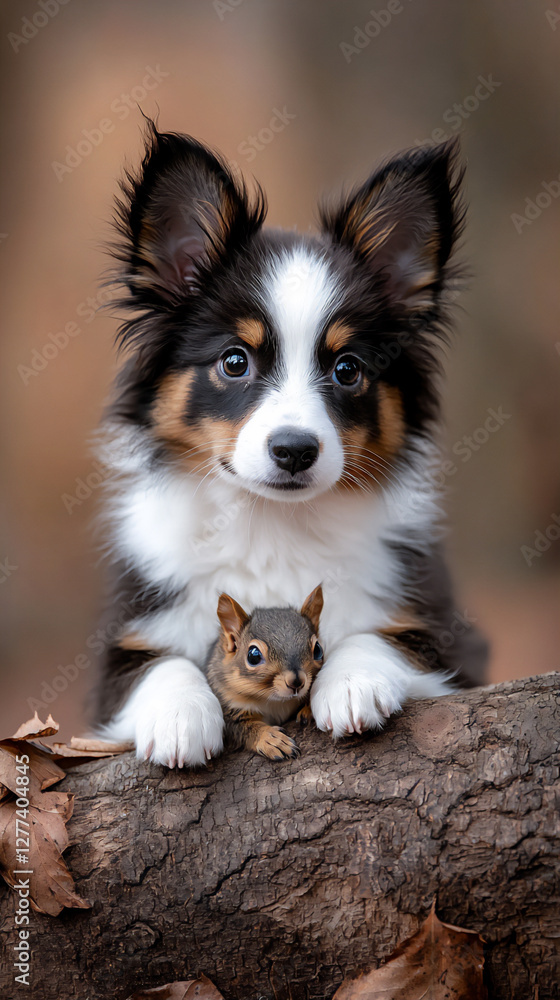 border collie observing squirrel border collie observing squirrel