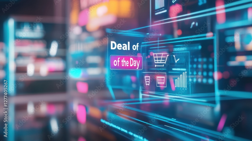 Realistic view of a checkout screen glowing with 