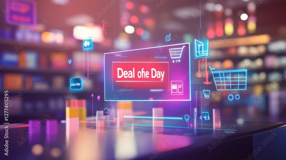 Realistic view of a checkout screen glowing with Realistic view of a checkout screen glowing with