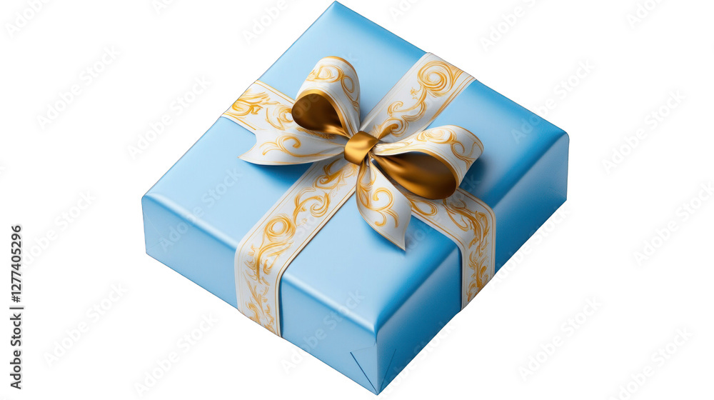 Obraz premium A gold and silver box with a bow on top of it