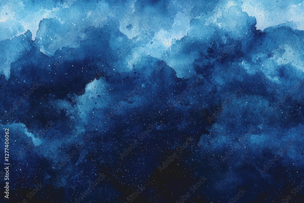 Obraz premium Blue sky with white clouds and twinkling stars in a serene night atmosphere