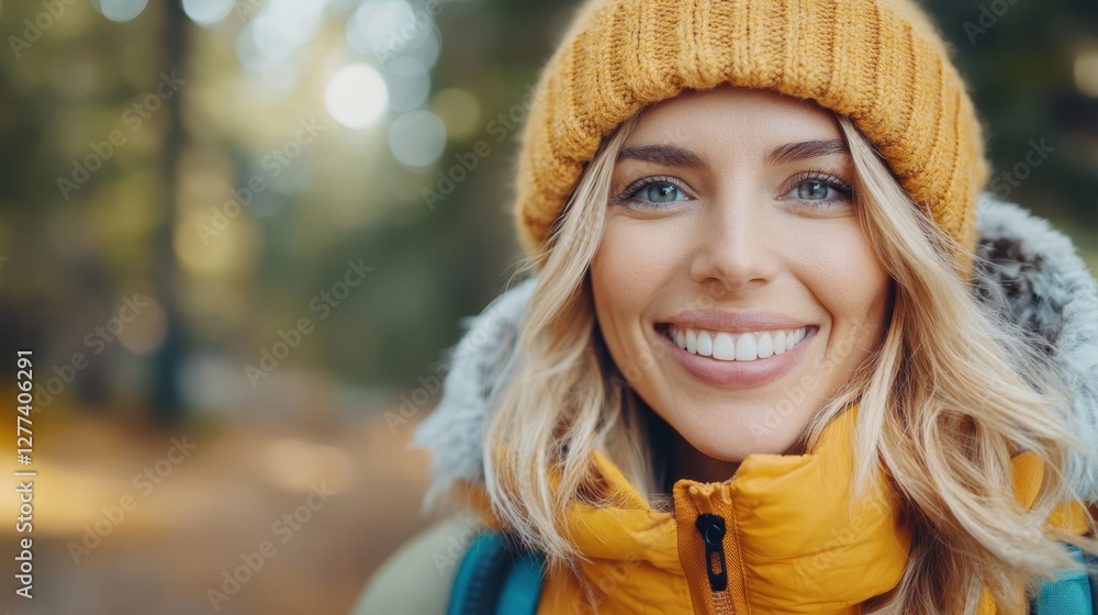 Joyful woman embracing nature in the vibrant spring forest Joyful woman embracing nature in the vibrant spring forest