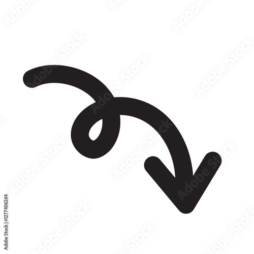 Arrow bent swirl icon