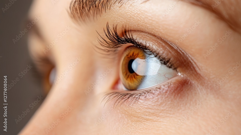Obraz premium Captivating beauty of a brown eye with delicate eyelashes on display