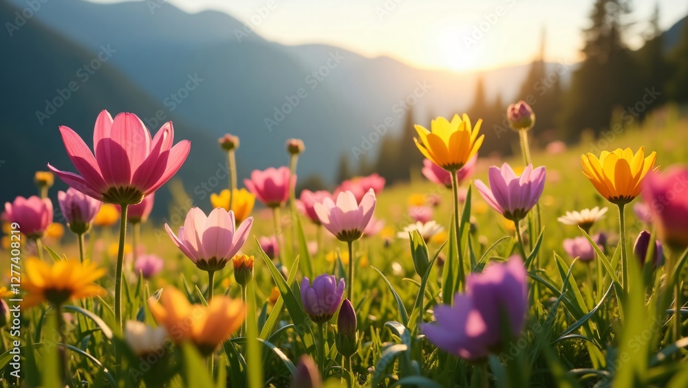 Fototapeta premium spring flowers in the morning
