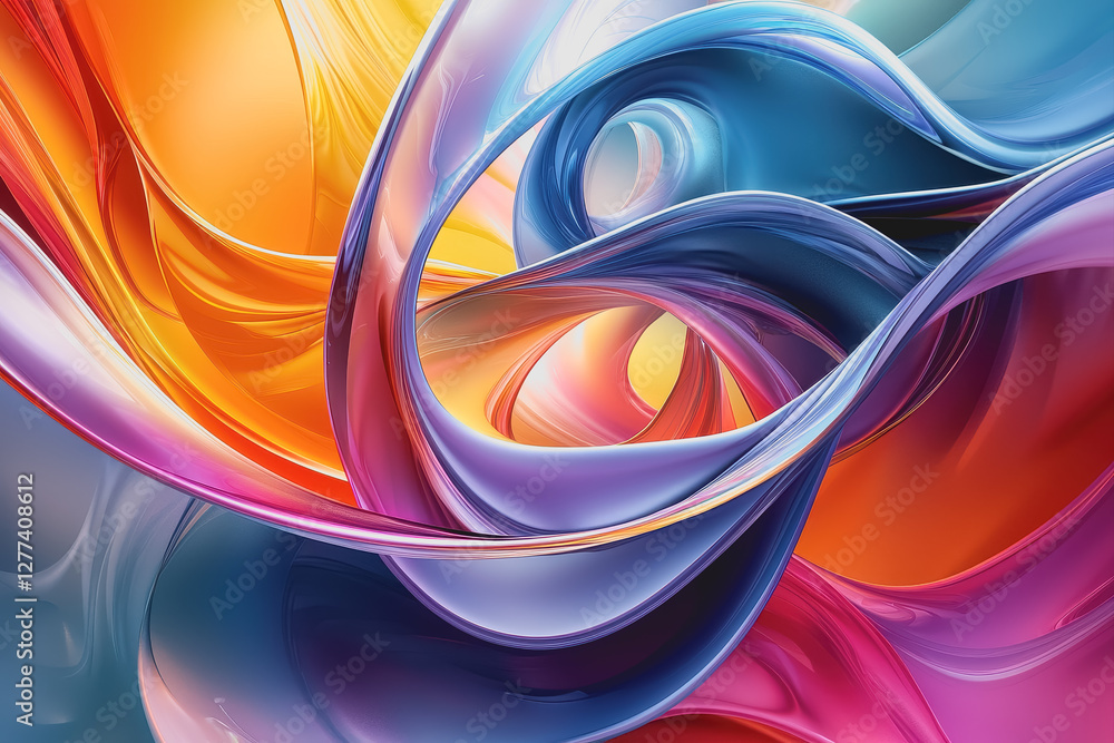 Fototapeta premium Abstract digital art composition featuring vibrant colors and geometric shapes in a modern design