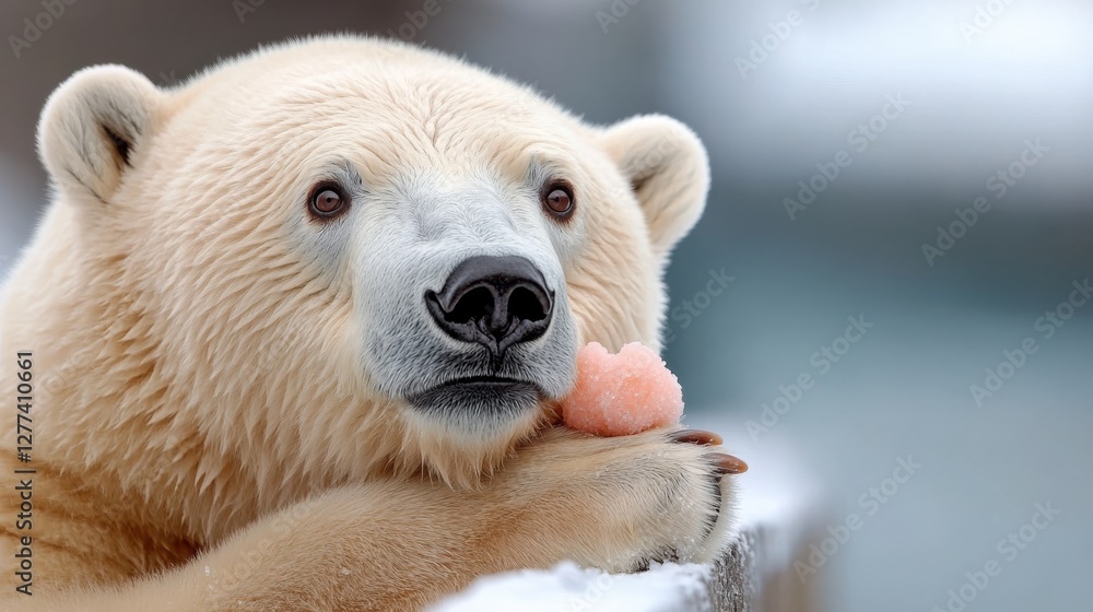 Majestic polar bear resting in the serene waters of the Fram Strait Majestic polar bear resting in the serene waters of the Fram Strait