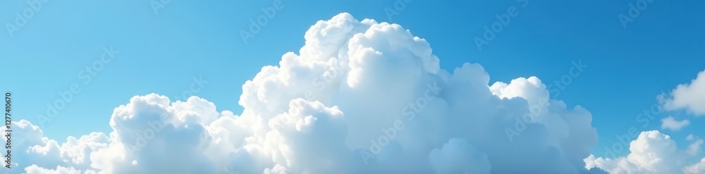 Dense, billowing white cloud formation in a clear blue sky, scene, landscape Dense, billowing white cloud formation in a clear blue sky, scene, landscape
