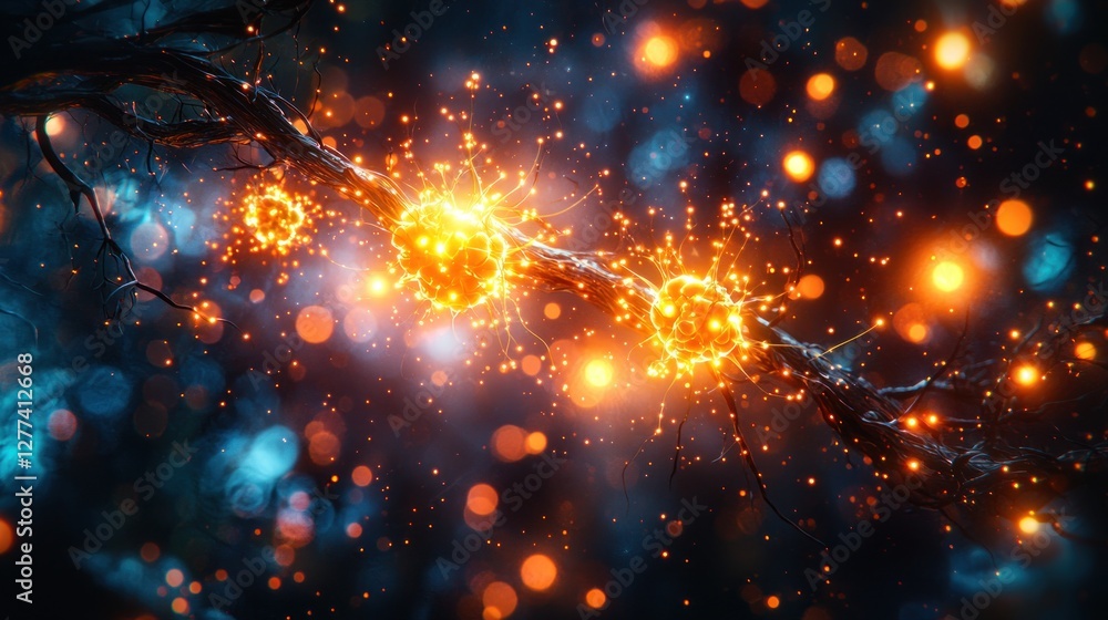Fototapeta premium Enigmatic Glowing Spheres on a Dark Branch