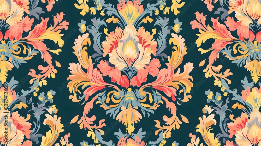 Damask seamless pattern,Ikat floral seamless pattern on green background,vector illustration,Ikat ethnic oriental embroidery,Aztec style,baroque.design for texture,fab,clothing,decoration,fashion,tile Damask seamless pattern,Ikat floral seamless pattern on green background,vector illustration,Ikat ethnic oriental embroidery,Aztec style,baroque.design for texture,fab,clothing,decoration,fashion,tile
