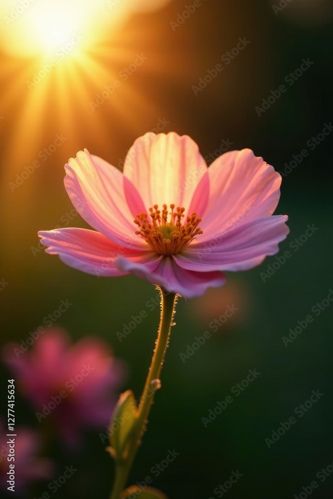 Fototapeta premium Gentle evening light falls on a delicate flower, evening light, floral