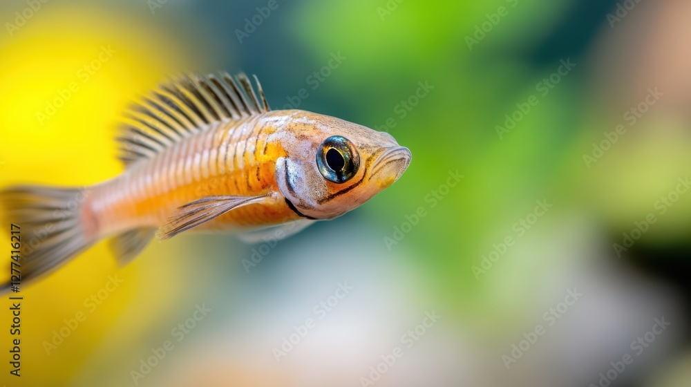 Vibrant paradise fish glides gracefully through a colorful underwater world Vibrant paradise fish glides gracefully through a colorful underwater world