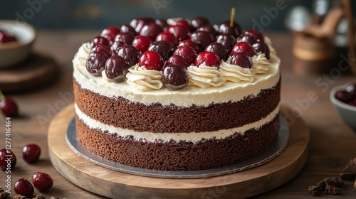Wallpaper Mural Delicious Black Forest Cake with Cherries and Cream Toppings Torontodigital.ca