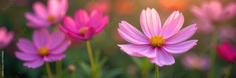 Cosmos flowers in full bloom, showcasing delicate petals , blossoms, image Cosmos flowers in full bloom, showcasing delicate petals , blossoms, image