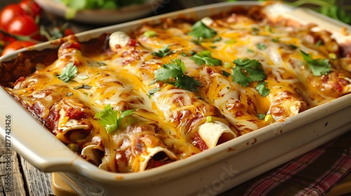 Wallpaper Mural Delicious Cheese Enchiladas Baked in a Creamy Sauce with Fresh Cilantro Garnish Torontodigital.ca