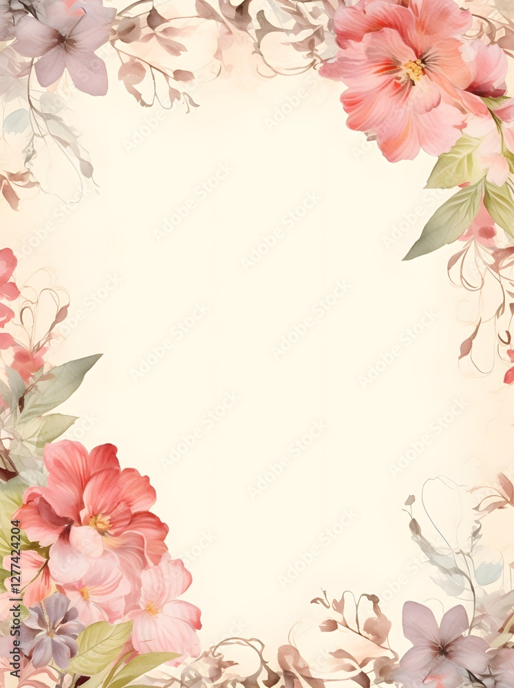 Naklejka premium Frame with flower and leaves. floral envelope with flowers and leaves.