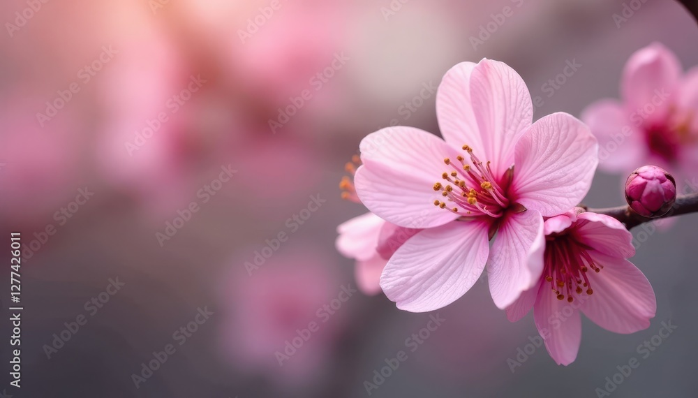 Delicate pink blossoms, soft focus, floral backdrop, garden, vibrant Delicate pink blossoms, soft focus, floral backdrop, garden, vibrant