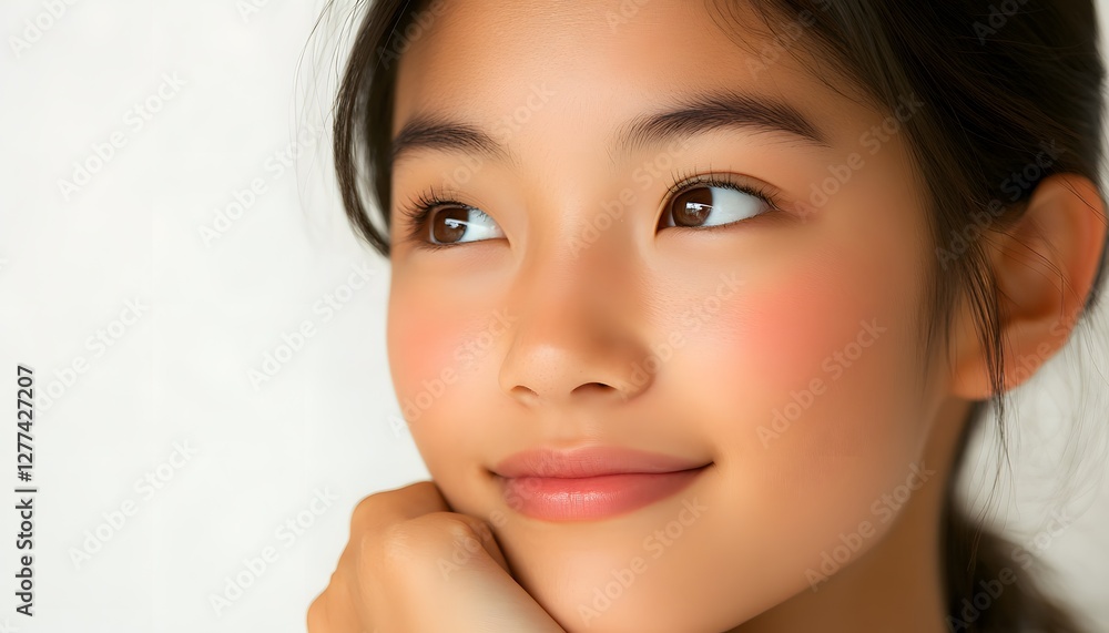 Young Woman With Smooth Skin Gazing Pensively Young Woman With Smooth Skin Gazing Pensively