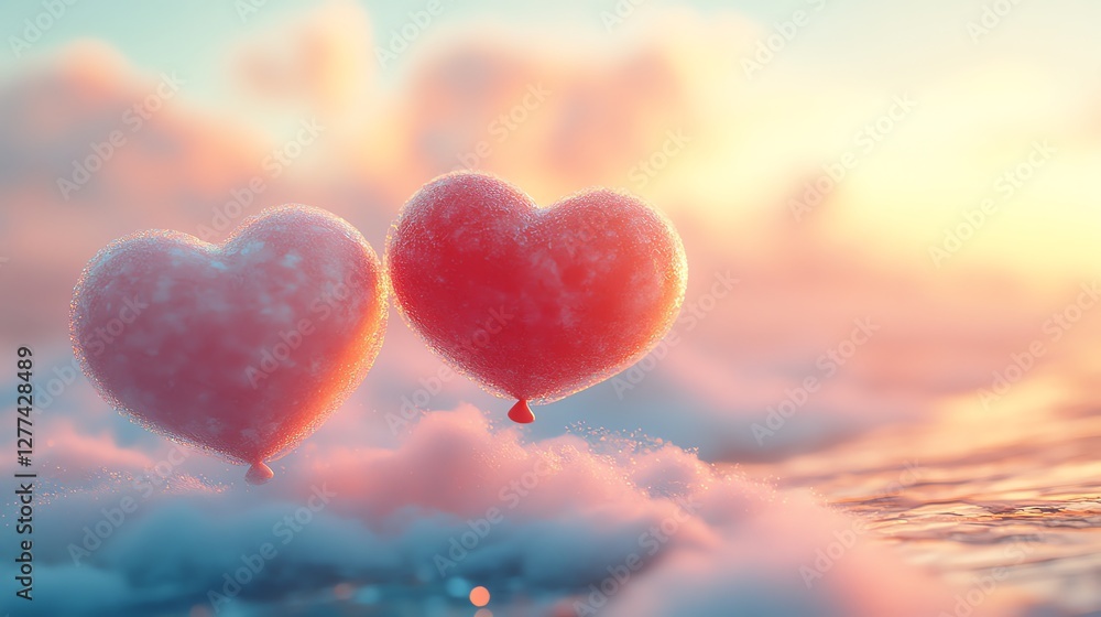 Obraz premium Bright Valentine's Day ad with a festive theme, perfect for romantic promotions, campaigns, and social media. Vibrant, creative, and eye-catching design.