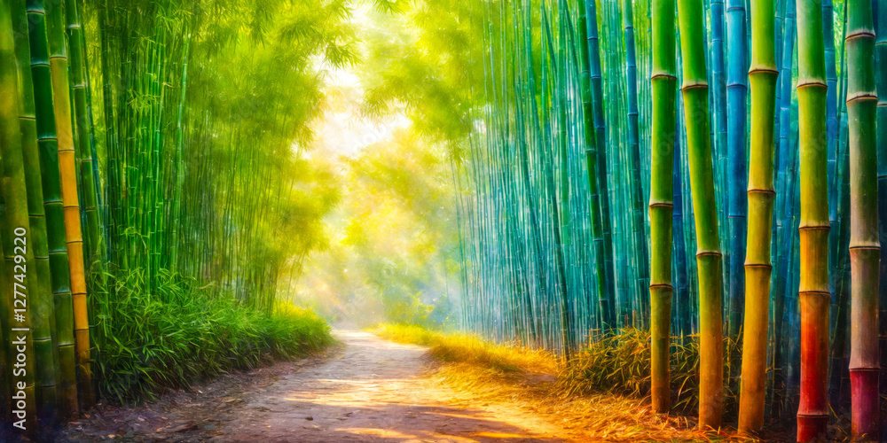 Naklejka premium Serene Bamboo Forest Path