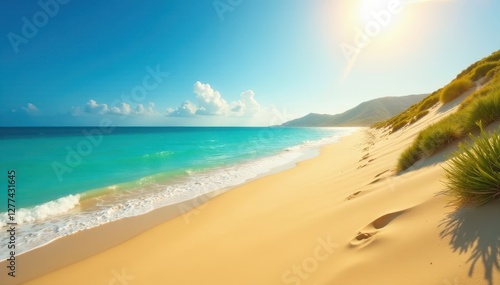 Wallpaper Mural Golden sand dunes meet turquoise sea under summer sun, summer, nature Torontodigital.ca