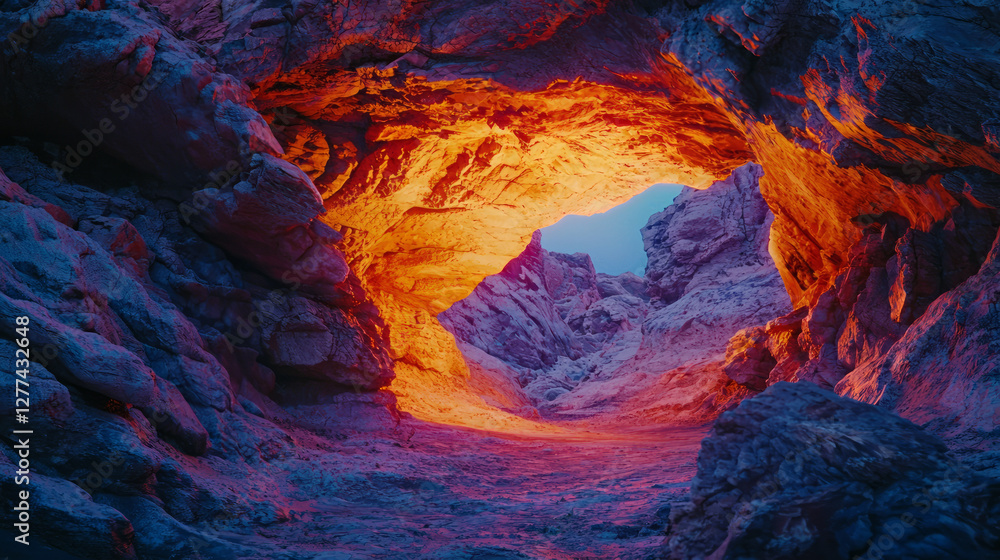 An arch in the desert at sunset, casting beautiful shadows on its, generative AI An arch in the desert at sunset, casting beautiful shadows on its, generative AI
