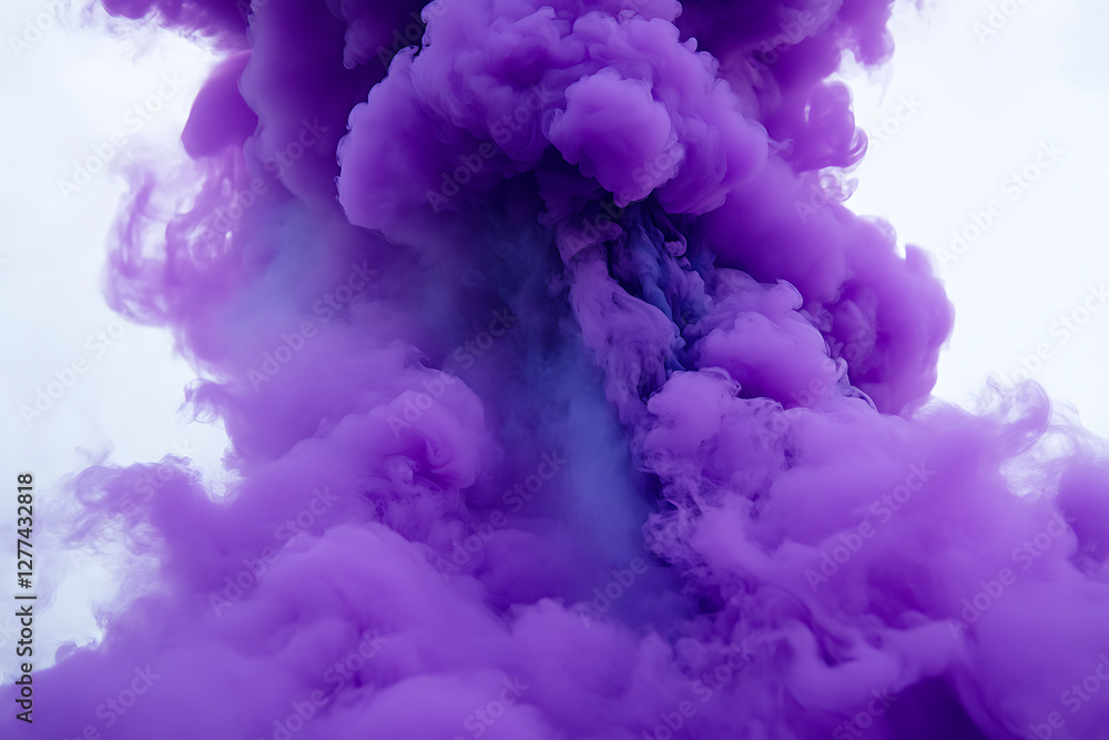 Fototapeta premium A swirling plume of vibrant purple smoke against a light background.