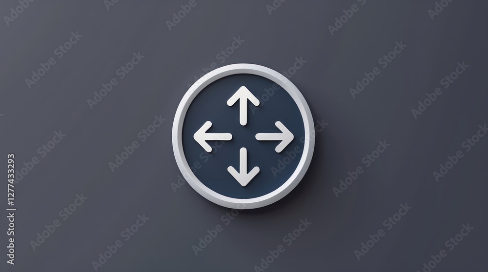 Fototapeta premium Directional Arrows in a Circular Frame: Modern Navigation Symbol for User Interfaces