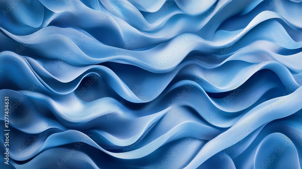 Obraz premium Abstract Blue Wavy Background: Elegant Digital Art in Soft Pastel Tones