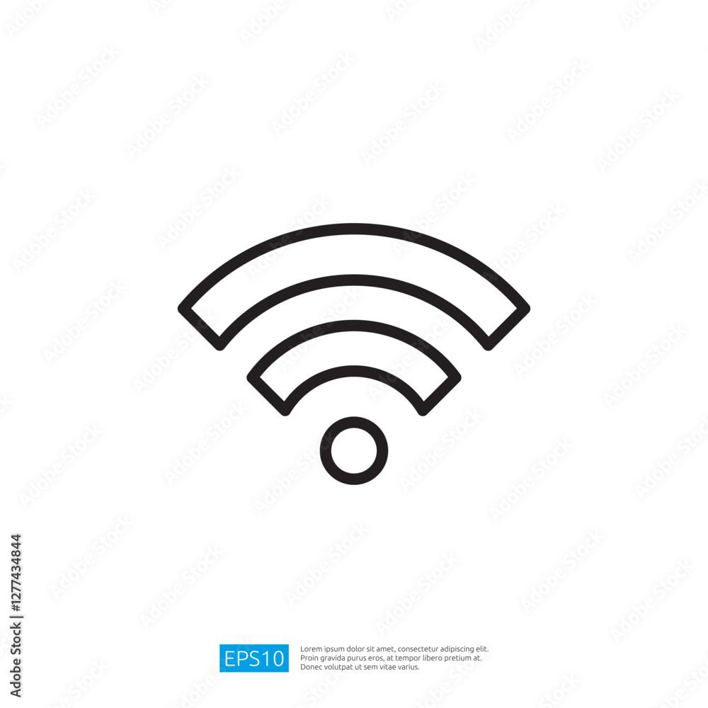 Wireless Internet Connectivity Icon with Signal Waves Representing Digital Communication in Modern Technology Wireless Internet Connectivity Icon with Signal Waves Representing Digital Communication in Modern Technology