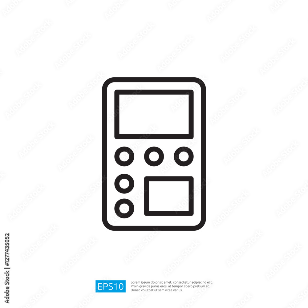Minimalist Digital Device Icon with Simple User Interface Elements in Monochrome Style Minimalist Digital Device Icon with Simple User Interface Elements in Monochrome Style