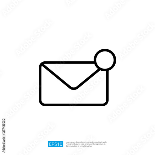 Simple Line Art Icon of Envelope with Notification Symbol Representing Communication and Messaging in Digital Space