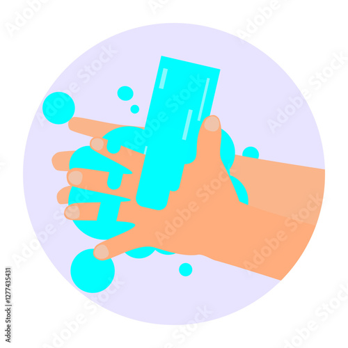 Process of hands washing is hygiene and healthcare theme. - White background (vector pattern )