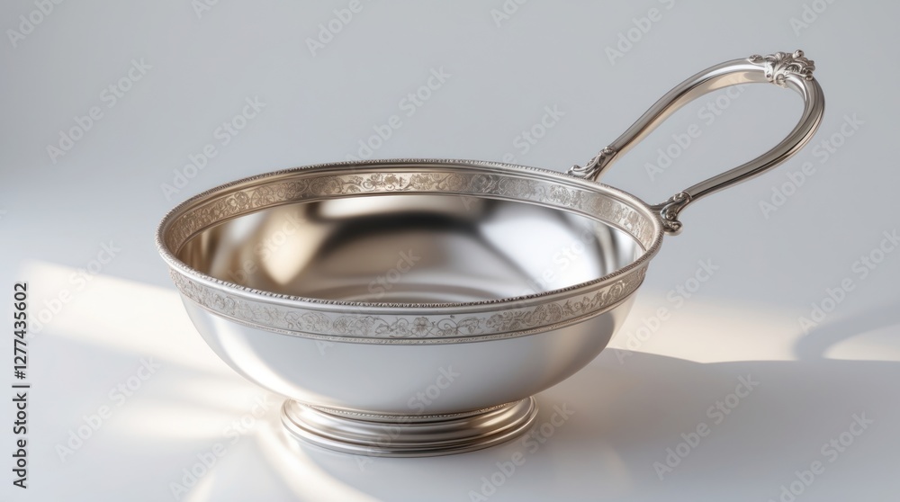 Elegant Silver Bowl with Handle Elegant Silver Bowl with Handle