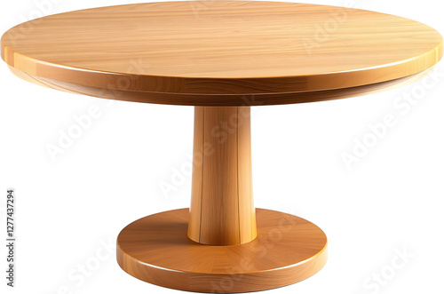 Round Wooden Table isolated on transparent background.generative AI
