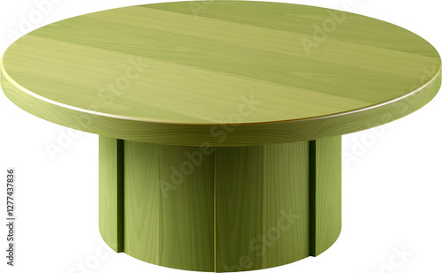 green Round Wooden Table isolated on transparent background.generative AI