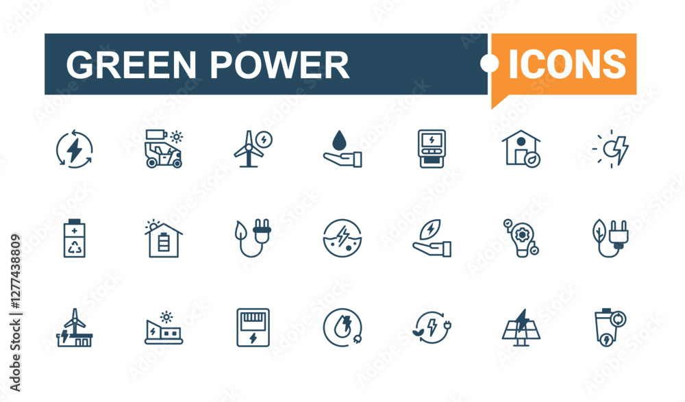 Green Power icons. Contains related to hydroelectric, renewable energy, sunlight, panel, thermal, station, ecological and more. Pixel perfect. Editable vector icon. Green Power icons. Contains related to hydroelectric, renewable energy, sunlight, panel, thermal, station, ecological and more. Pixel perfect. Editable vector icon.