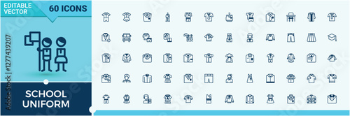 School Uniform simple icon. Contains related to back, education, character, ribbon, female and more. Icons for design. Solid line editable stroke. Vector line and solid icons.