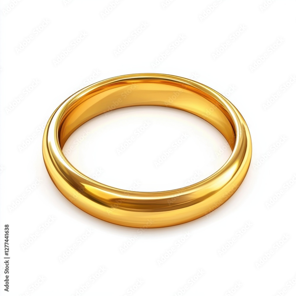 Elegant Golden Wedding Ring Isolated on White Background Elegant Golden Wedding Ring Isolated on White Background