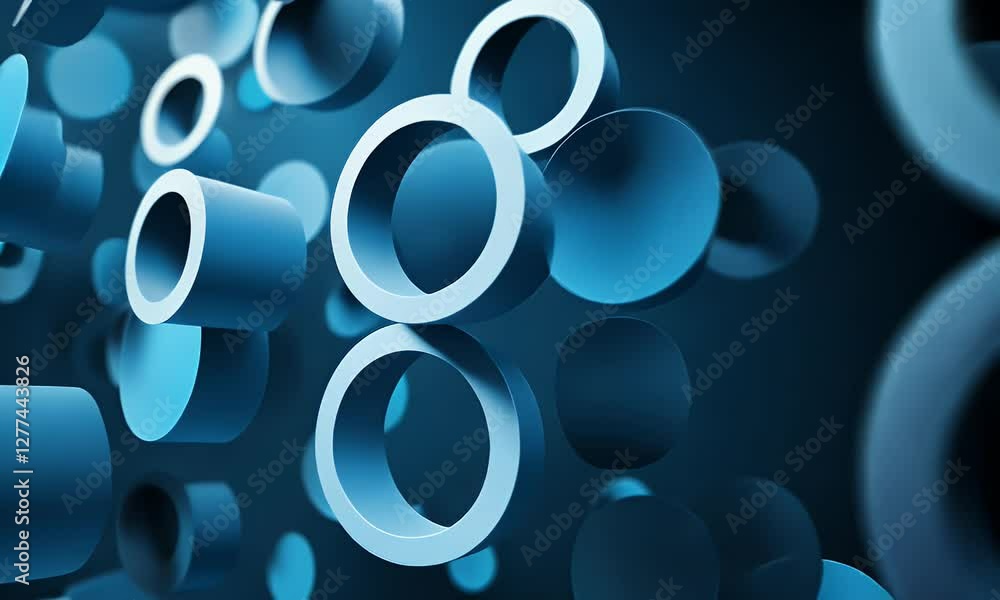 Abstract blue circular shapes floating in a dynamic space, creating a sense of depth and movement Abstract blue circular shapes floating in a dynamic space, creating a sense of depth and movement