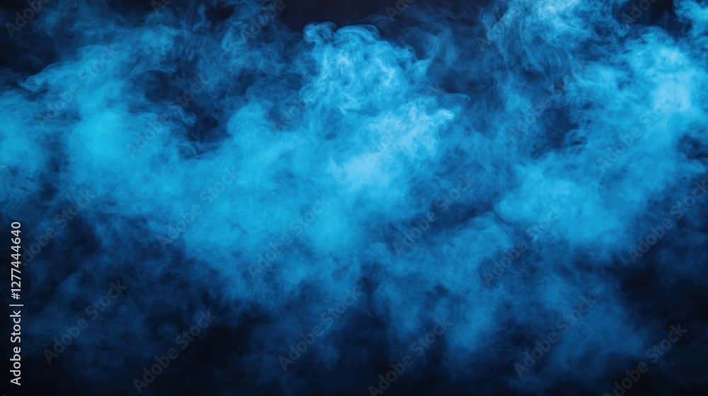 Fototapeta premium Abstract blue smoke texture on black background.