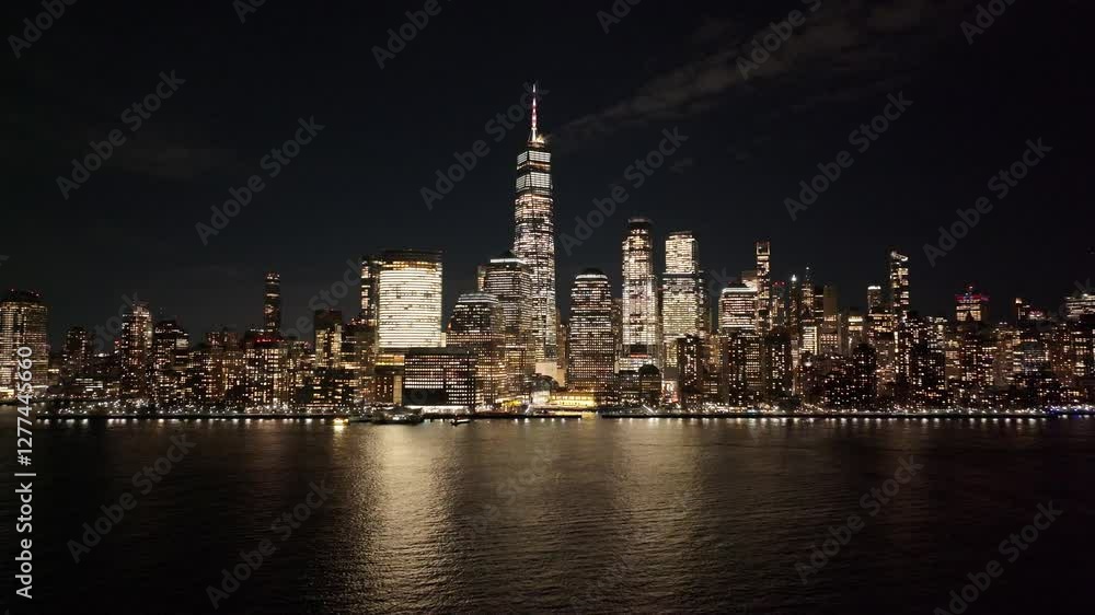 Night Skyline Of New York Skyline At Manhattan In New York United States. Night City Landscape. Financial District. New York Skyline At New York United States. Highrise Buildings Scenery. Night Skyline Of New York Skyline At Manhattan In New York United States. Night City Landscape. Financial District. New York Skyline At New York United States. Highrise Buildings Scenery.