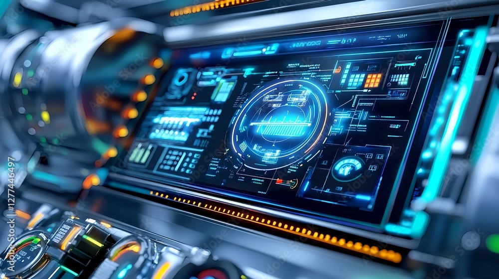 Obraz premium Futuristic Car Dashboard HUD Interface - Futuristic Technology