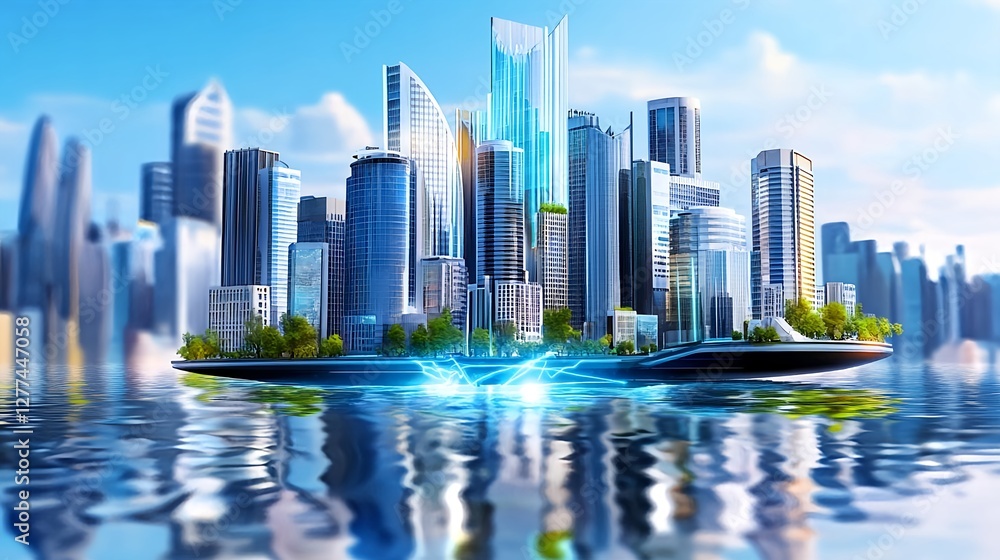 Fototapeta premium Futuristic Cityscape, Modern Metropolis - Futuristic design