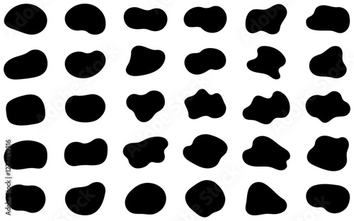 液体シェイプのイラストセット　黒