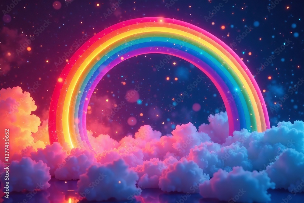 Fototapeta premium Vibrant rainbow swirls and arcs creating a dynamic backdrop, colors, arcs