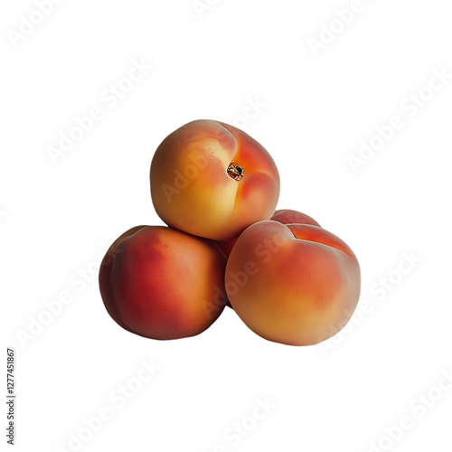 Fresh peaches piled high, studio shot, still life, for food product advertisement photo