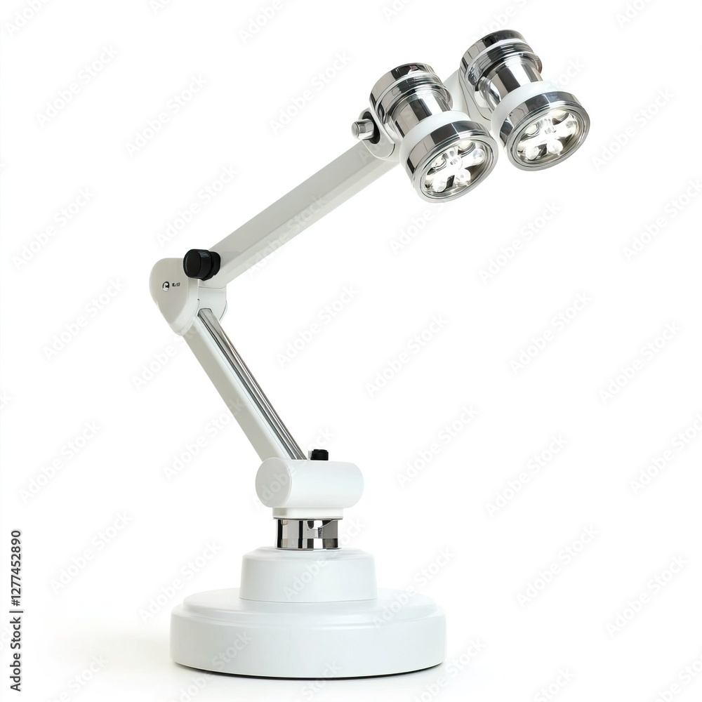 Modern Adjustable Desk Lamp with Dual LED Lights for Workspace, Spa and massage shop equipment and tools concept. Modern Adjustable Desk Lamp with Dual LED Lights for Workspace, Spa and massage shop equipment and tools concept.